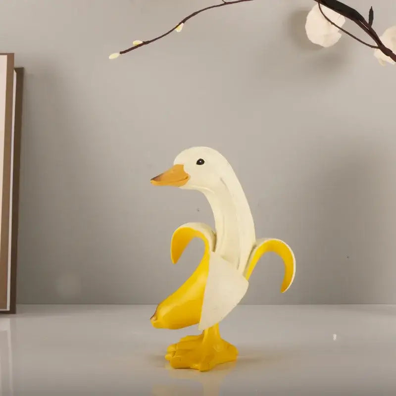DecorBites™ Banana Duck Sculpture: Cute Funny Animal Figurine for Home Decor