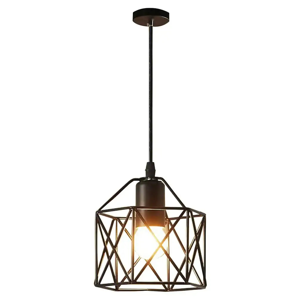 Geometric black metal chandelier kitchen wireframe pendant light