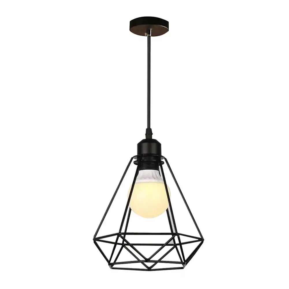 Geometric black metal chandelier kitchen wireframe pendant light