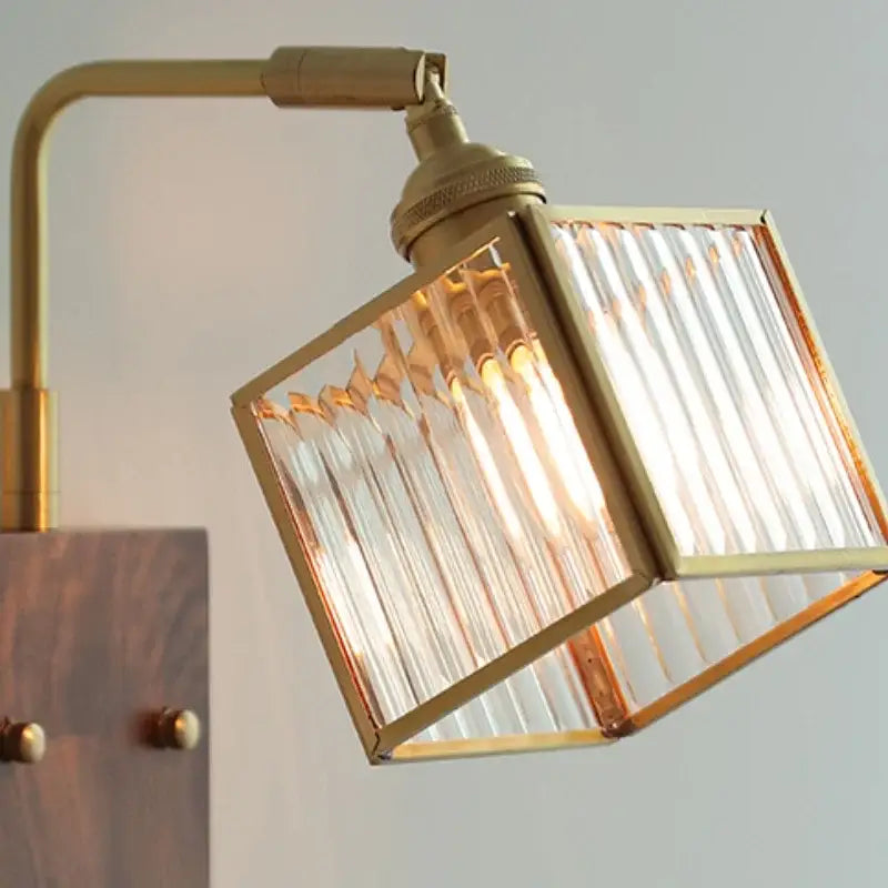 Geometric blue glass and brass led wall light dining room sconce