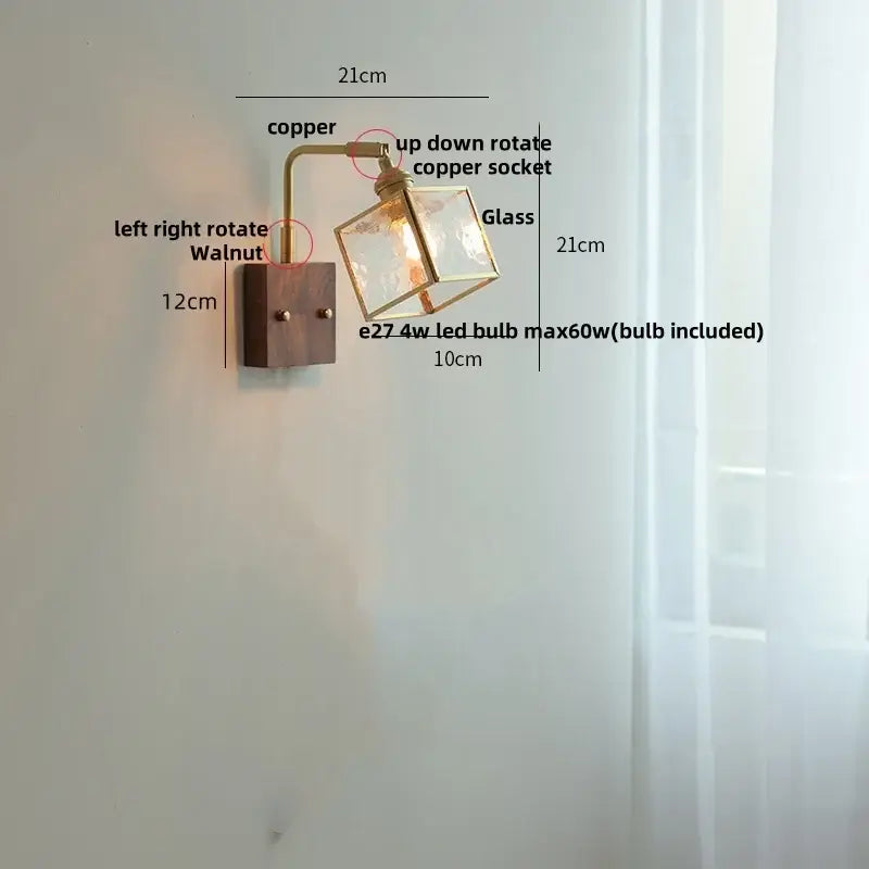 Geometric blue glass and brass led wall light dining room sconce
