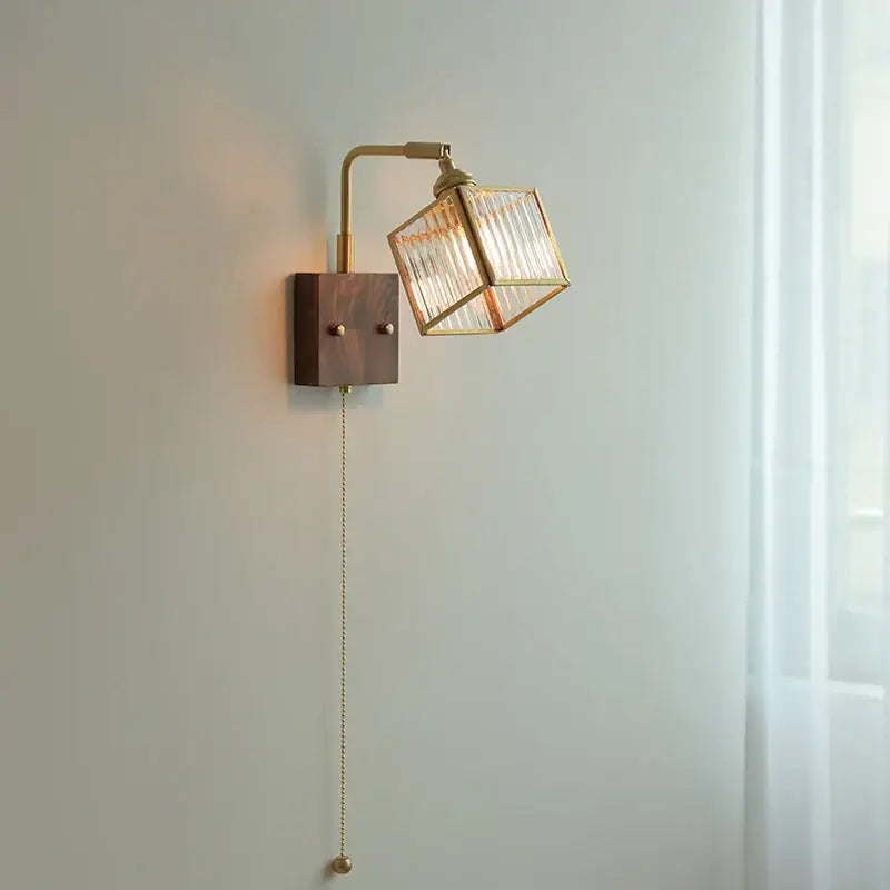 Geometric blue glass and brass led wall light dining room sconce