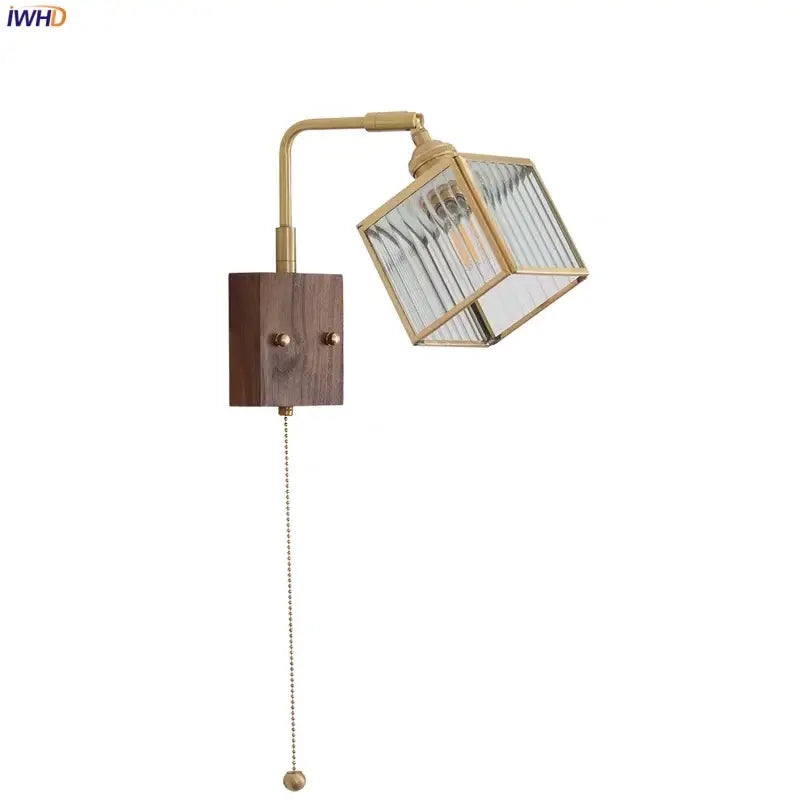 Geometric blue glass and brass led wall light dining room sconce