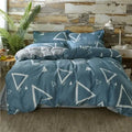 Geometric blue & white king size duvet set bedroom bedding