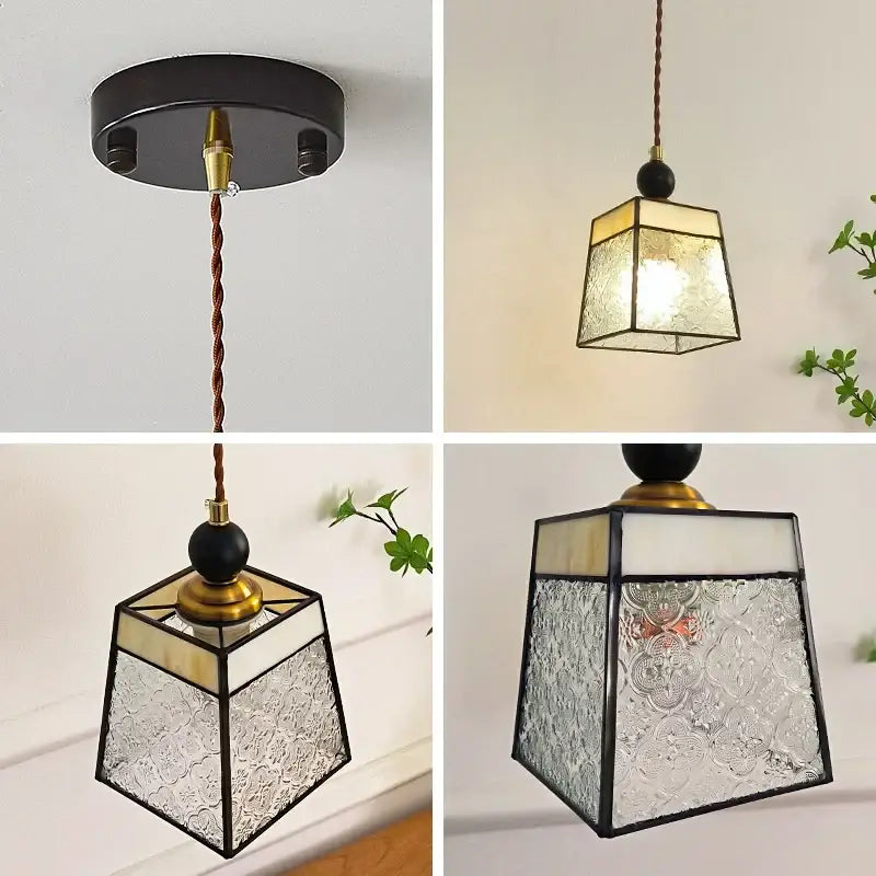 Geometric brass and clear glass led pendant light dining room
