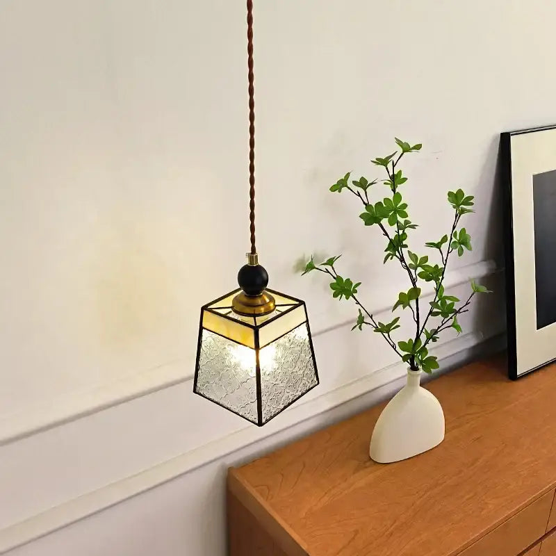 Geometric brass and clear glass led pendant light dining room