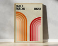Mid century bauhaus orange & red geometric canvas prints living room