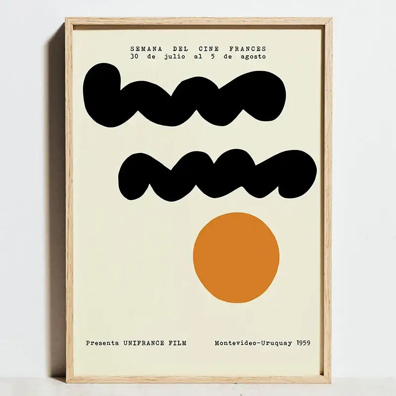 Minimalist orange & black bauhaus exhibition posters living room art