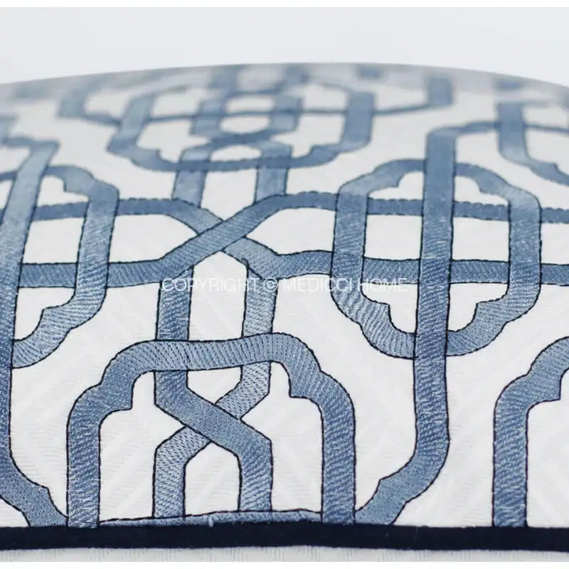 Geometric indigo blue & white embroidered pillow covers living room