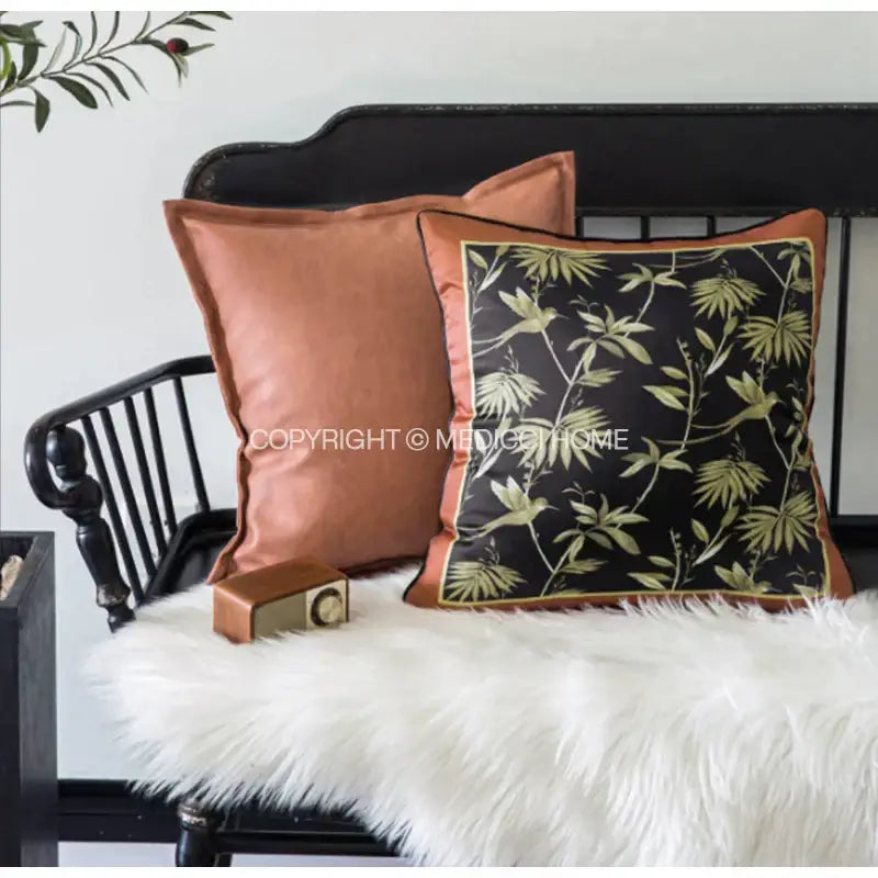 Geometric indigo blue & white embroidered pillow covers living room