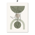 Abstract geometric leaves canvas wall art olive & pink living room