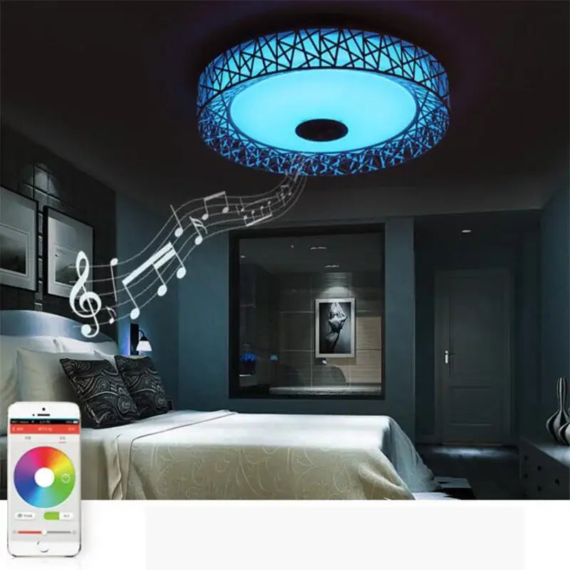 Geometric red lattice bluetooth speaker ceiling light bedroom lamp