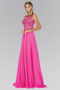 Bead Embellished Chiffon Floor Length Dress
