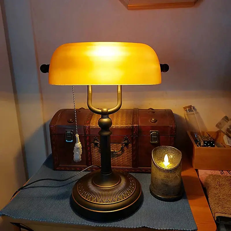 DecorBites™ Glass Banker Lamp Cover - Elegant Lampshade in Green/Blue/Amber/White