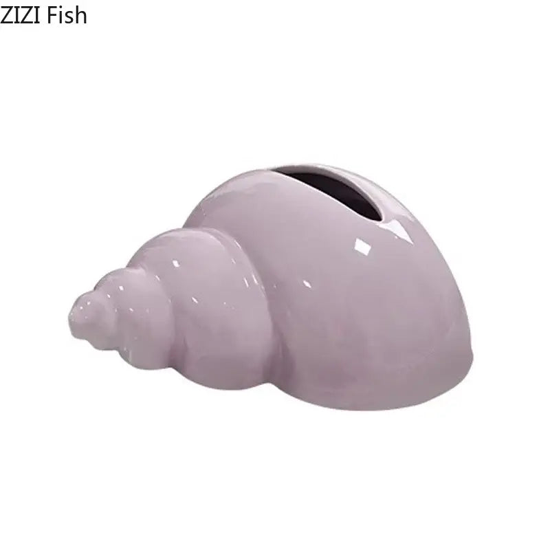 DecorBites™ Conch Ceramic Tissue Box - Chic Desk Decoration and Coffee Table Accessory