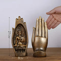Gold and silver buddha hands monk figurine living room decor