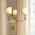 DecorBites™ Gold Nordic Cylindrical Chandelier with Antler Deco - Fabric Suspension Light for Living Room