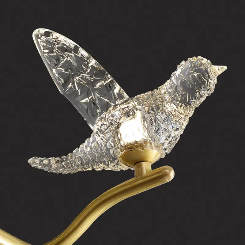 DecorBites™ Twig Pendant Lamp with Bird Decor – Gold Finish & LED Acrylic Island Light