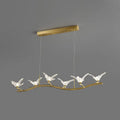 DecorBites™ Twig Pendant Lamp with Bird Decor – Gold Finish & LED Acrylic Island Light