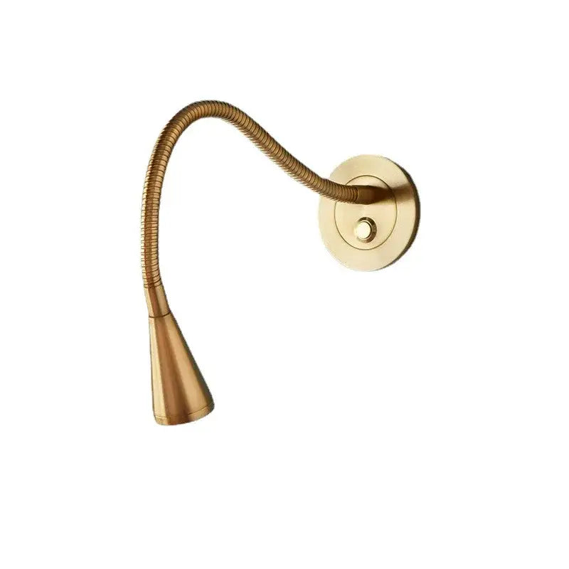 Gold brass led gooseneck wall sconce bedroom reading light