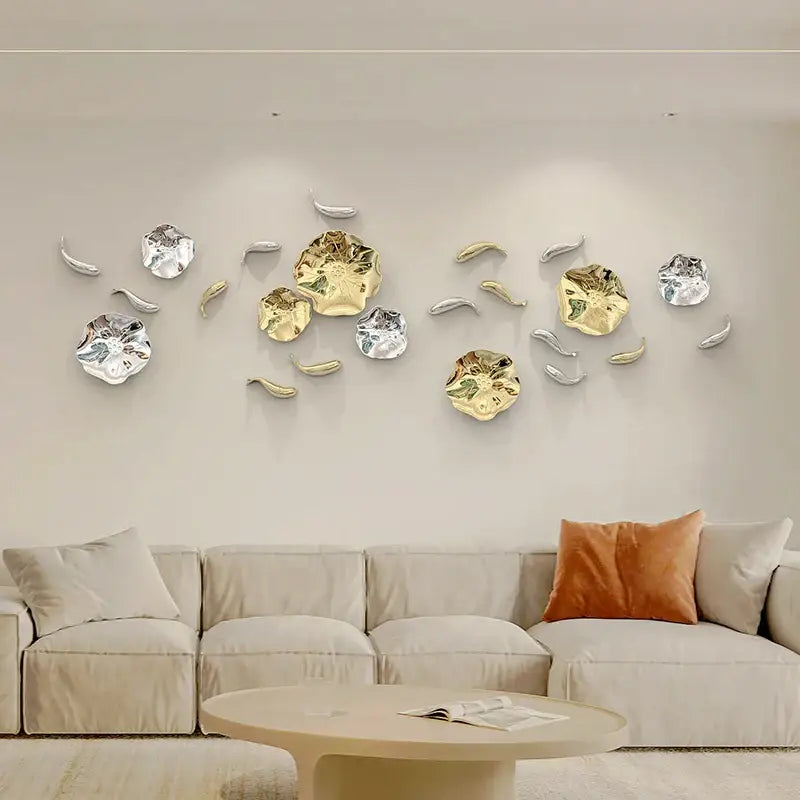 DecorBites™ Carp Fish Lotus Leaf Gold Wall Pendant Chinese Bionics Home Decor