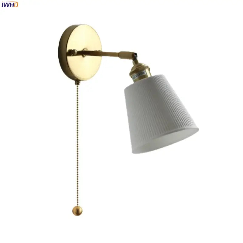 DecorBites™ Ceramic LED Wall Sconce with Pull Chain for Bedroom, Living Room, or Bathroom