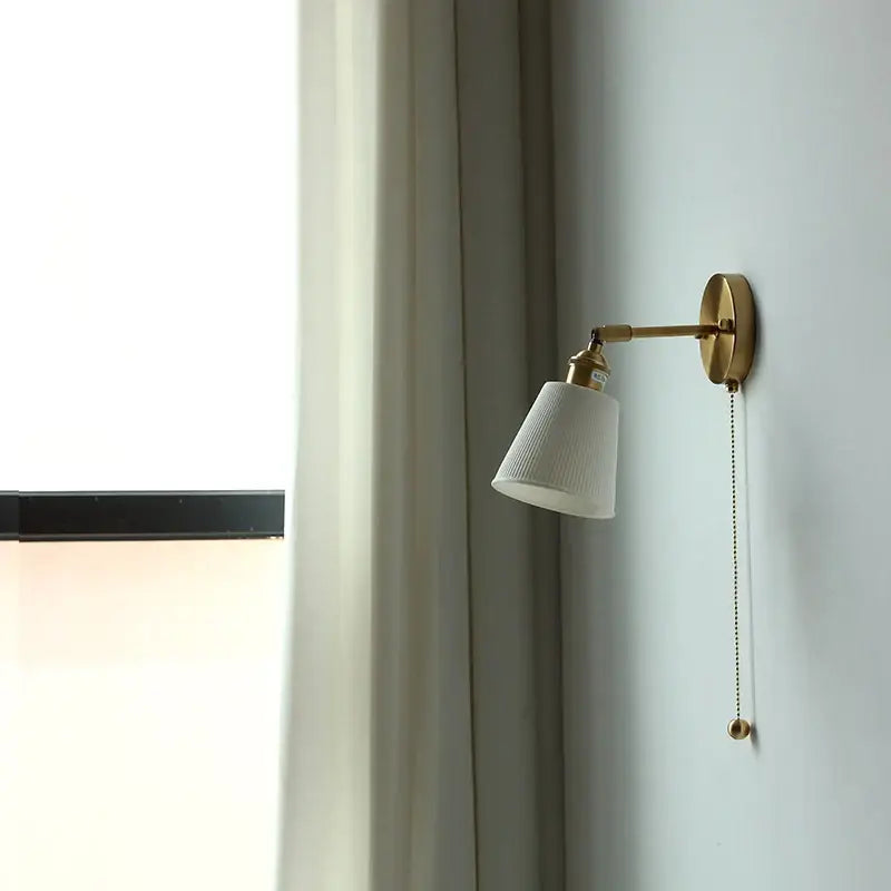 DecorBites™ Ceramic LED Wall Sconce with Pull Chain for Bedroom, Living Room, or Bathroom