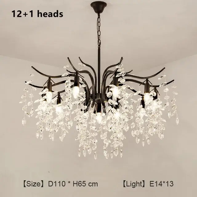 DecorBites™ Crystal Branch Chandelier: Modern Minimalist Luxury Lighting for Living Room and Bedroom