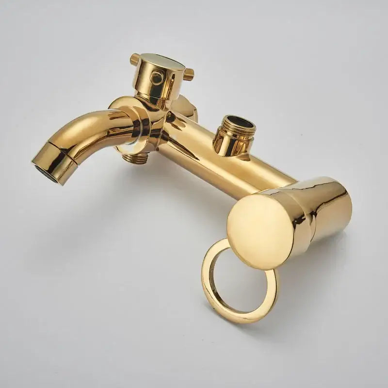 Gold rainfall and waterfall shower faucet set bathroom system