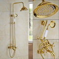 Gold rainfall and waterfall shower faucet set bathroom system