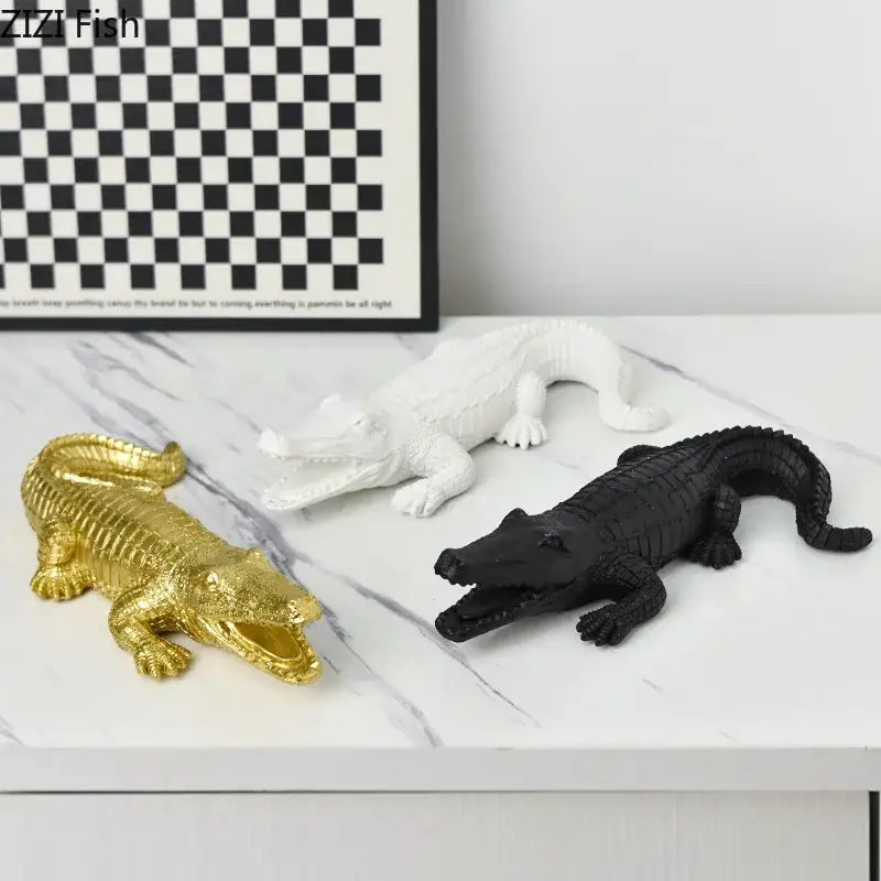 DecorBites™ Crocodile Resin Sculpture Desk Decoration: Creative Ornaments for Aesthetic Home Decor