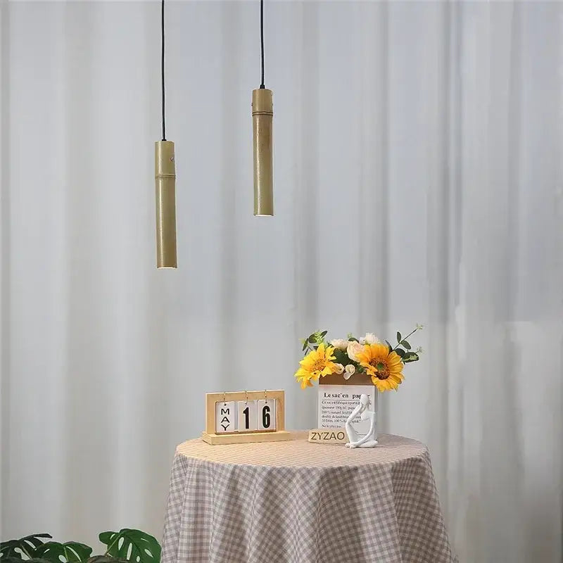 DecorBites™ Bamboo Tube Pendant Lights for Tea Room Restaurant Kitchen Dining, Wire Adjustable