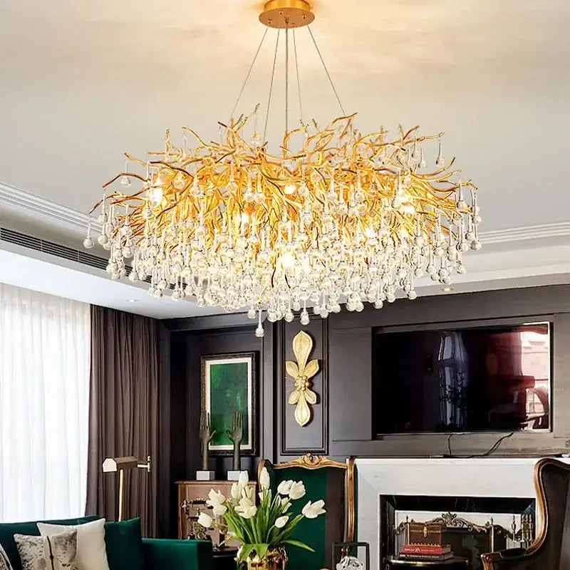 DecorBites™ Crystal Branch Chandelier LED Ceiling Light for Living Bedroom Décor