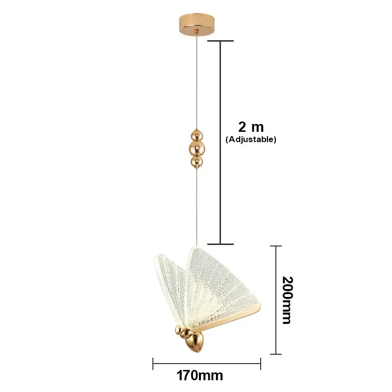 Golden iridescent butterfly pendant light for living room
