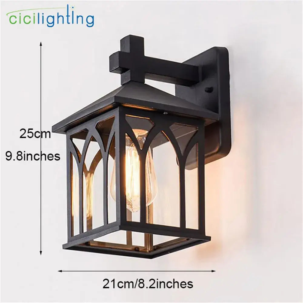 Gothic arched glass led wall lamp garden courtyard lantern