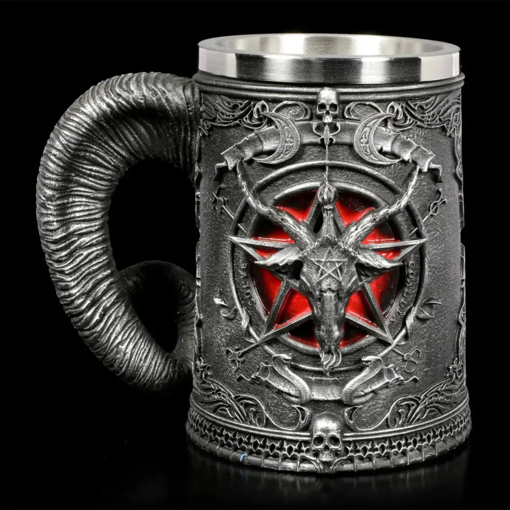 DecorBites™ Baphomet Resin Stainless Steel Beer Glass Tankard Pub Bar Decor
