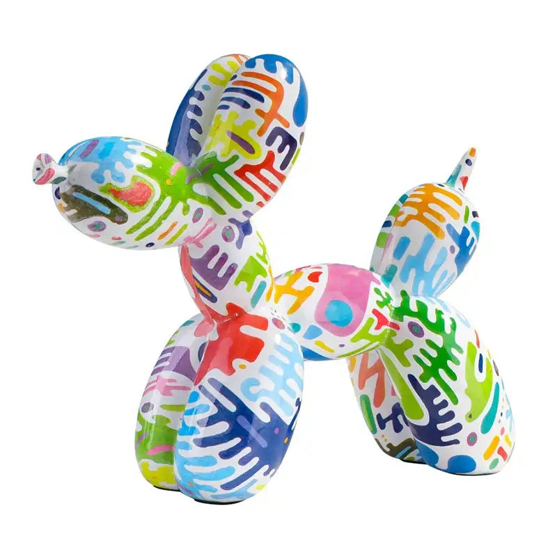 Graffiti multicolored resin balloon dog figurine living room decor