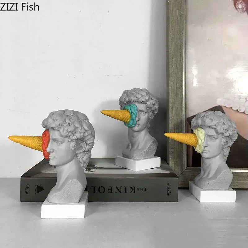 DecorBites™ Ice Cream David Statue Myth Character Resin Ornament Desk Sculpture Home Decor
