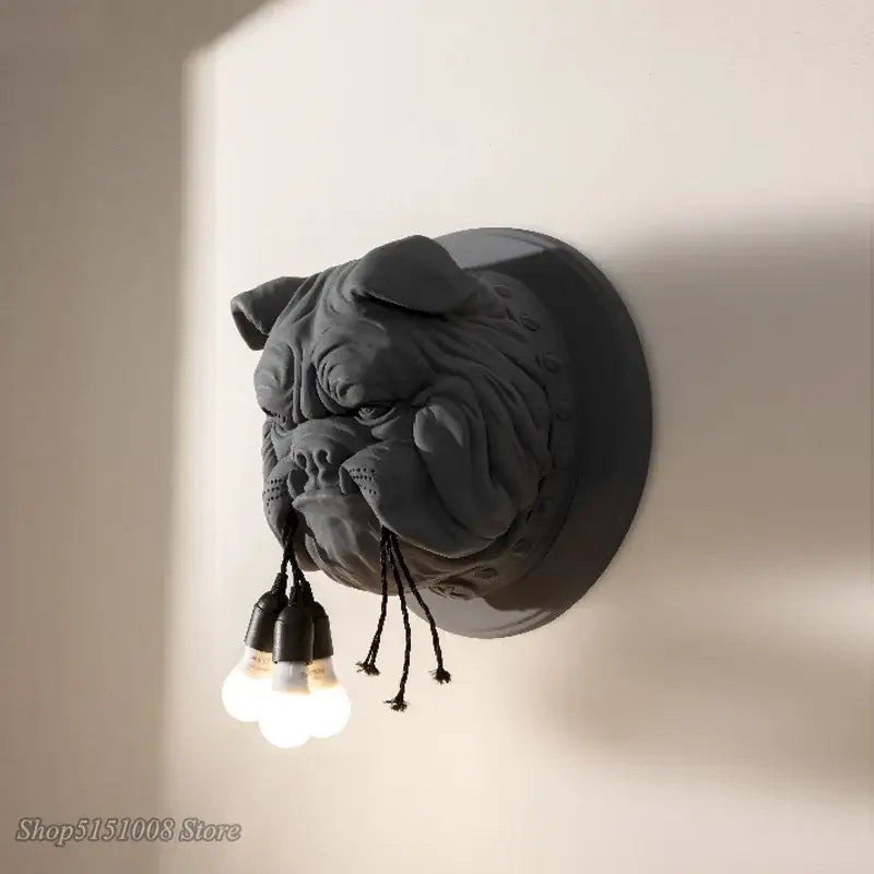 Gray concrete decorbites bulldog wall lamp bedroom triple bulb sconce