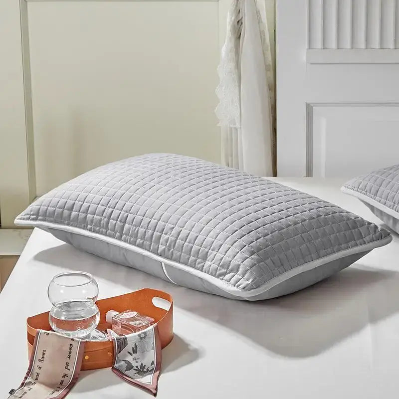 Gray quilted cotton pillowcase shield bedroom sweat protection