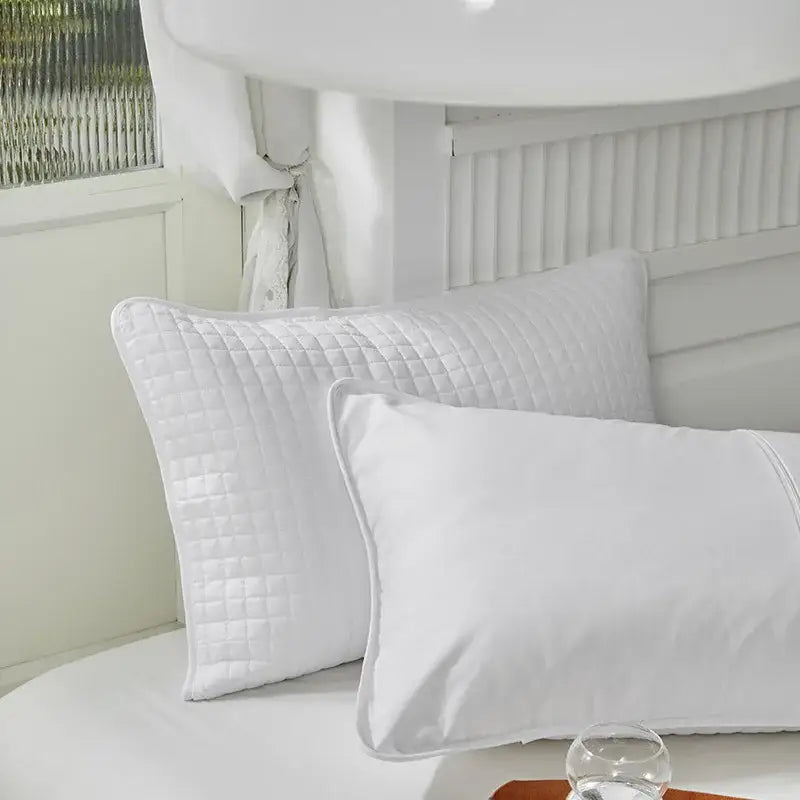 Gray quilted cotton pillowcase shield bedroom sweat protection