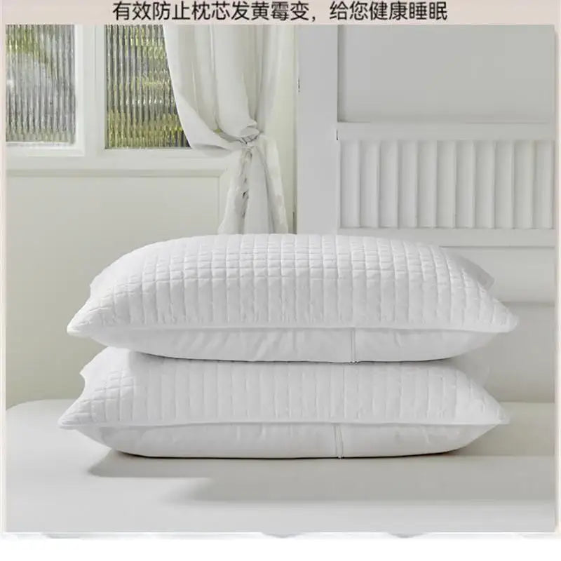 Gray quilted cotton pillowcase shield bedroom sweat protection