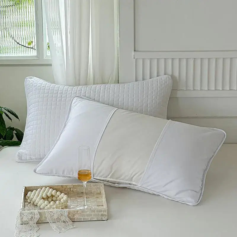 Gray quilted cotton pillowcase shield bedroom sweat protection