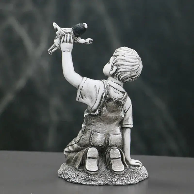 Gray resin super nurse angel boy statue living room decor