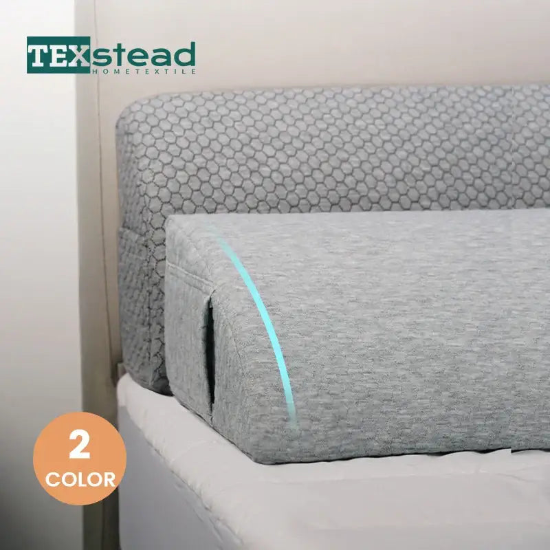 DecorBites™ Bed Wedge Pillow Memory Foam Mattress Gap Filler with 2 Large Side Pockets