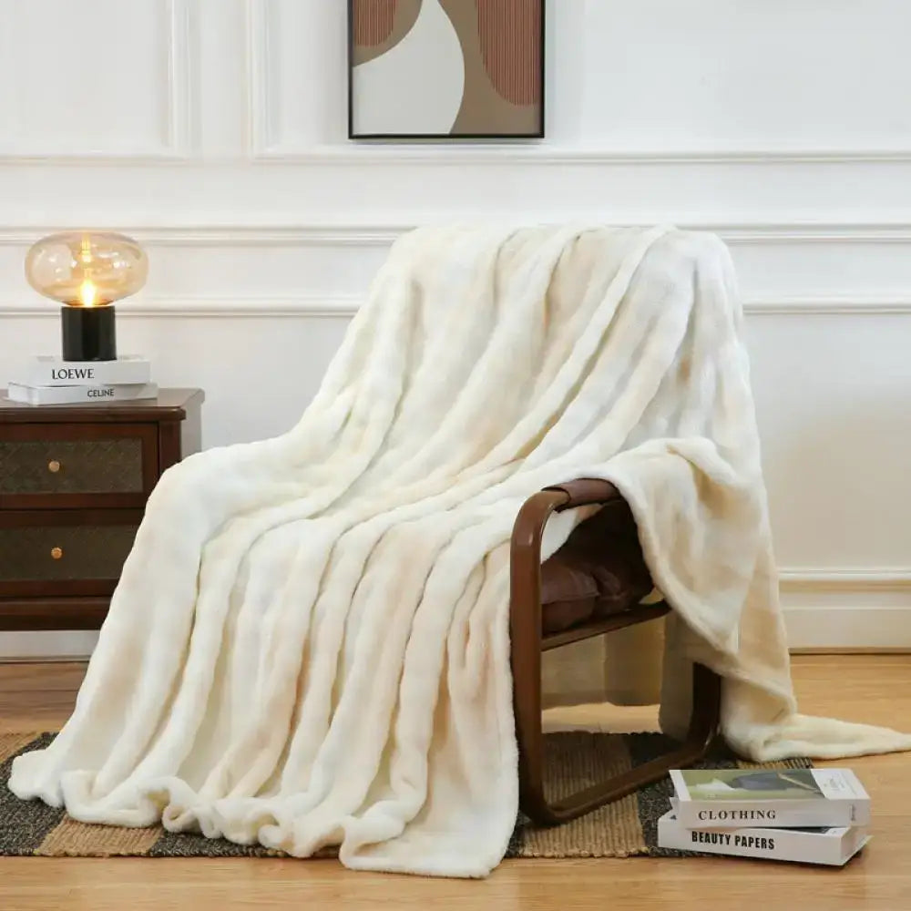 Gray & white tie-dye fuzzy faux fur blanket bedroom throw