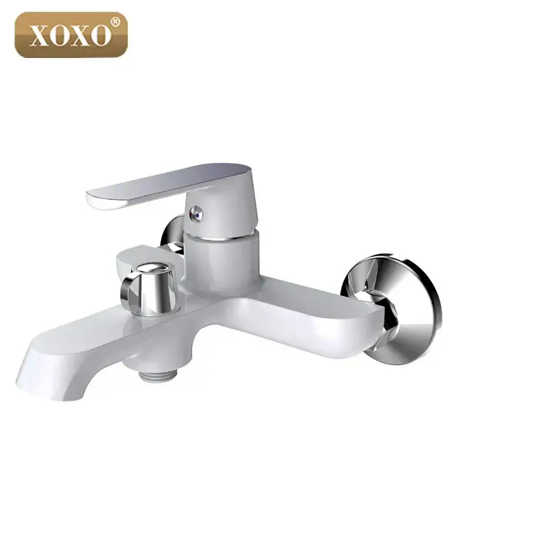 DecorBites™ Brass Chrome Wall Mounted Shower Faucet Set with Green Orange Shower Head
