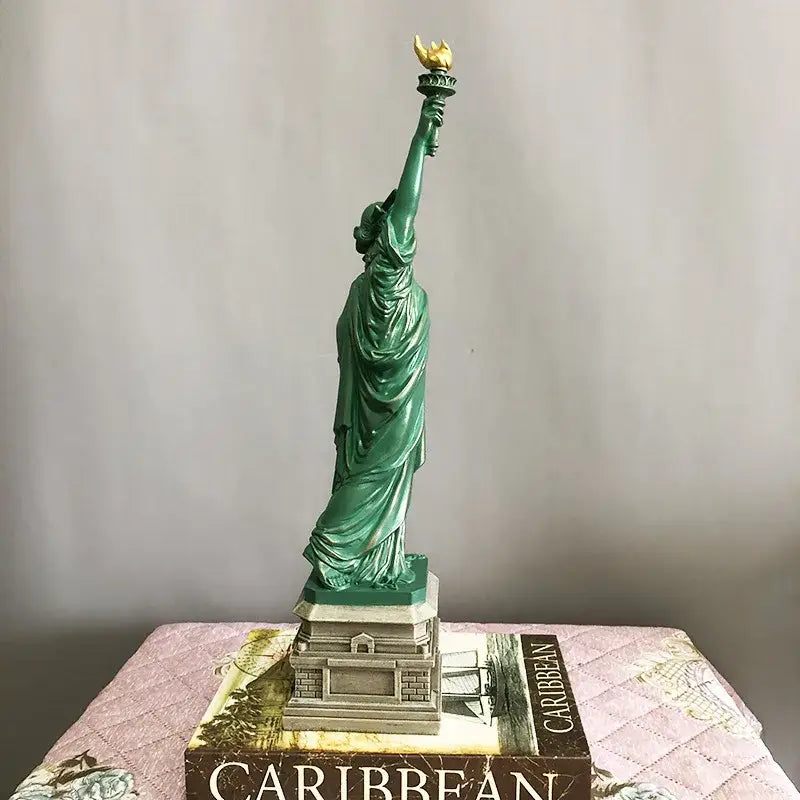 Green statue of liberty desk model office decor set