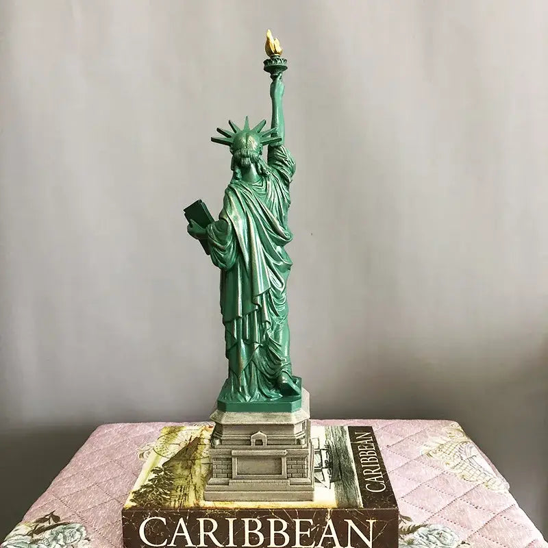 Green statue of liberty desk model office decor set