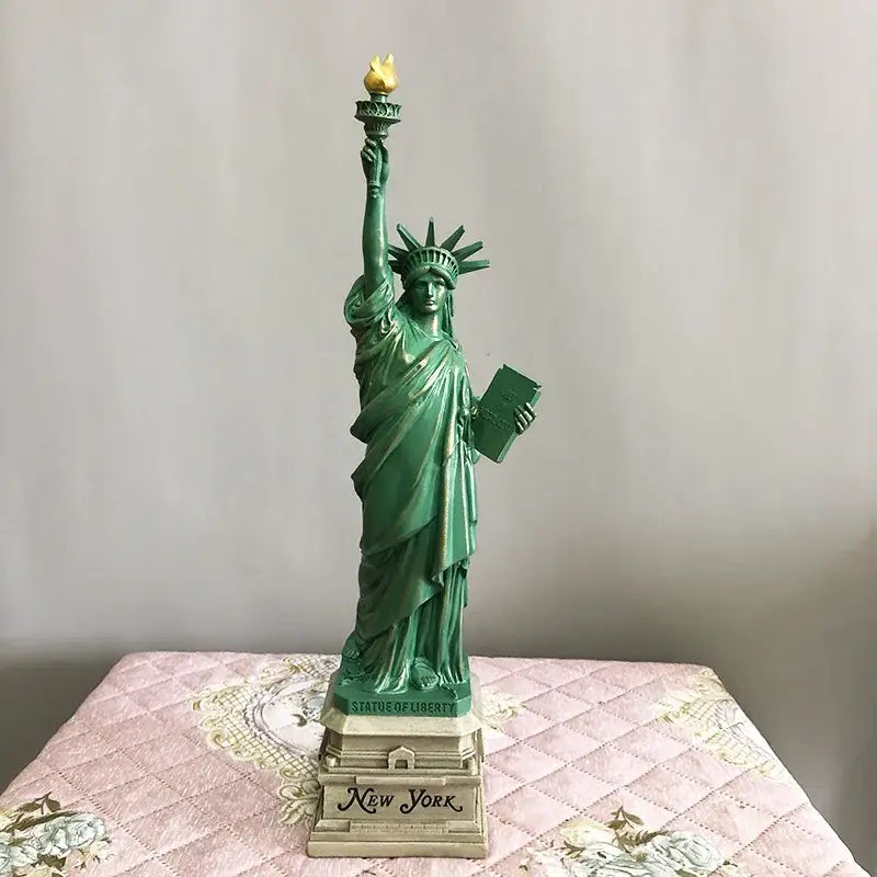 Green statue of liberty desk model office decor set